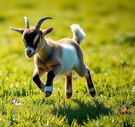 Nigerian Dwarf Goat Running in Grass