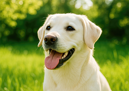 Yellow Lab Amongst Daffodils